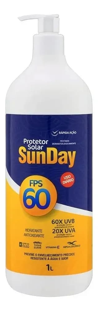 PROTETOR SOLAR SUNDAY FPS60 UVA 1LT