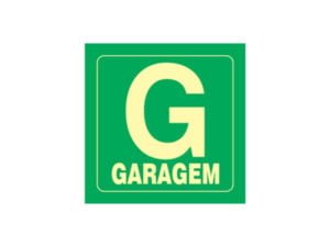 Placa Fotoluminescente Garagem 14X14CM