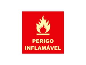 Placa Fotoluminescente Perigo Inflamável 21X21CM