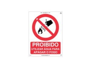 Placa Proibido Utilizar Água Para Apagar Incêndio
