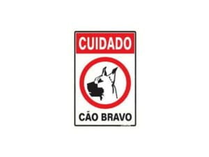 Placa Cuidado Cão Bravo 30X20CM
